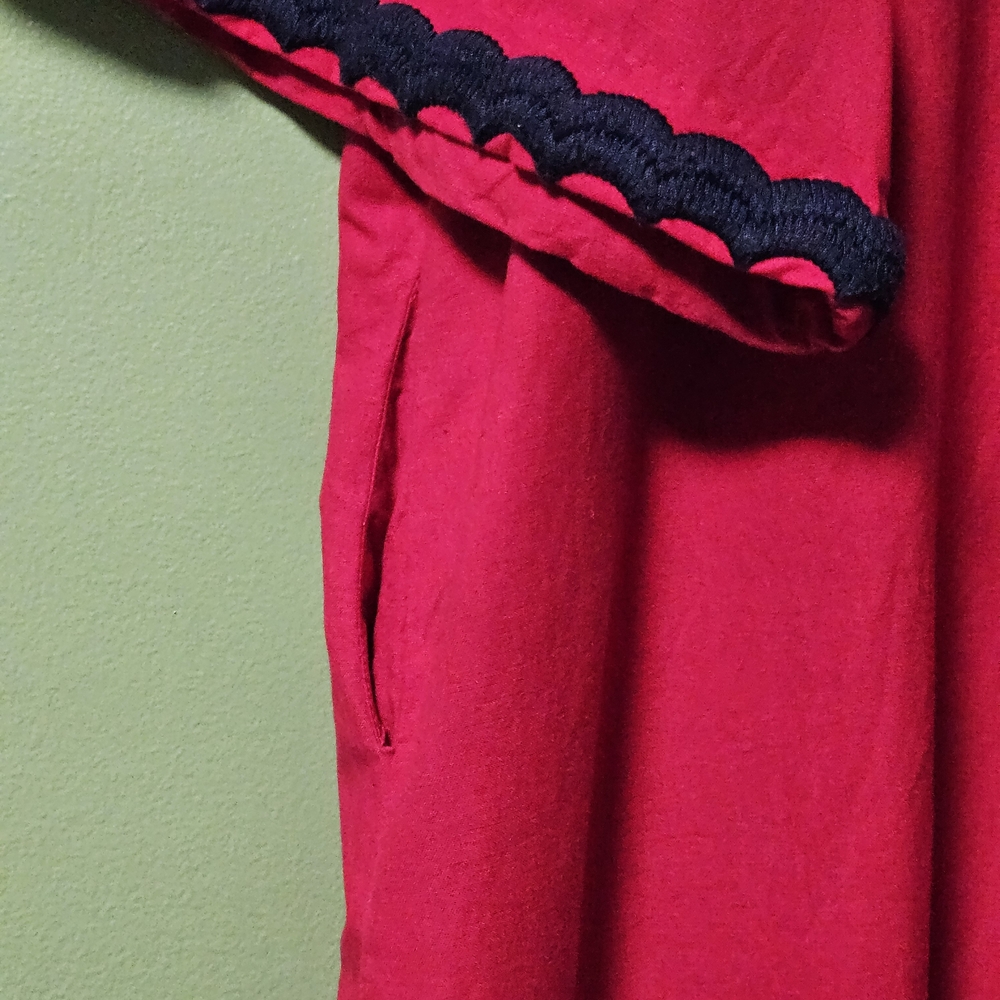 Frances Valentine Embroidered Peacock Caftan Red & Blues Maxi Dress - Picture 15 of 16